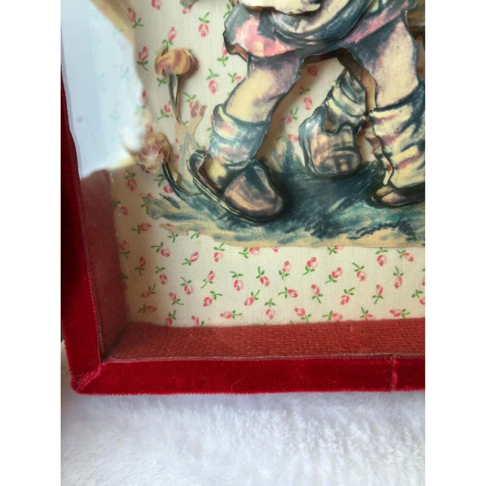 Vintage Handmade Hummel Shadowbox | Vintage Nursery Decor | Cottagecore Wall Art